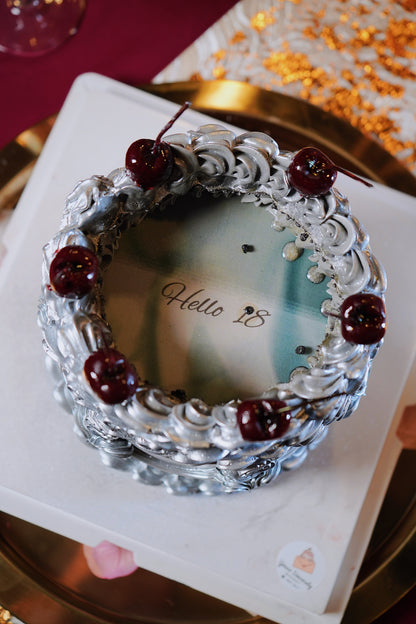 Vintage Silver Cherry Flame Cake