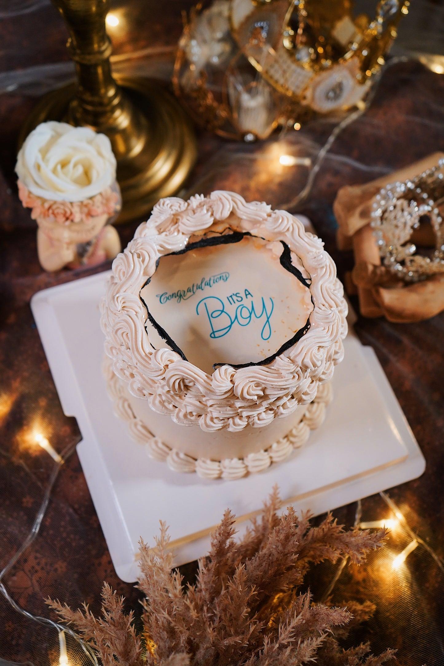 Gender Reveal Burnaway Cake