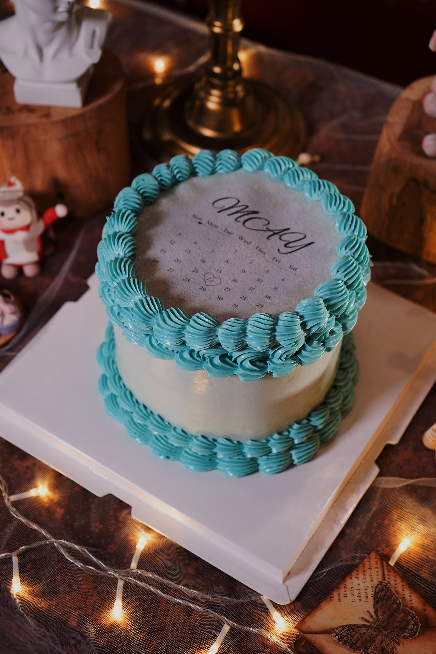 Blue Calender Burn Away Cake