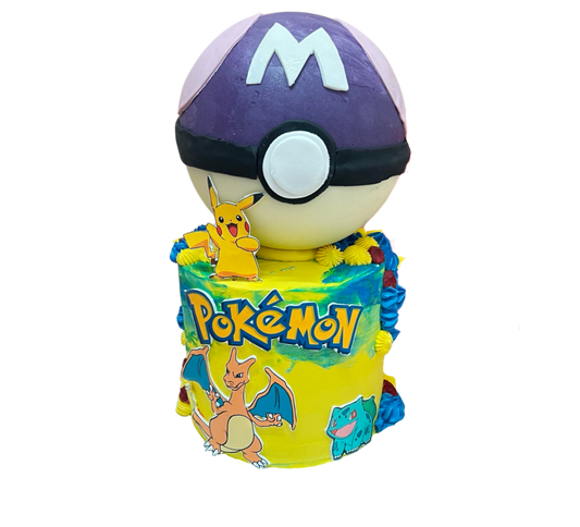 Pokemon Theme Master Ball Pinata Cake