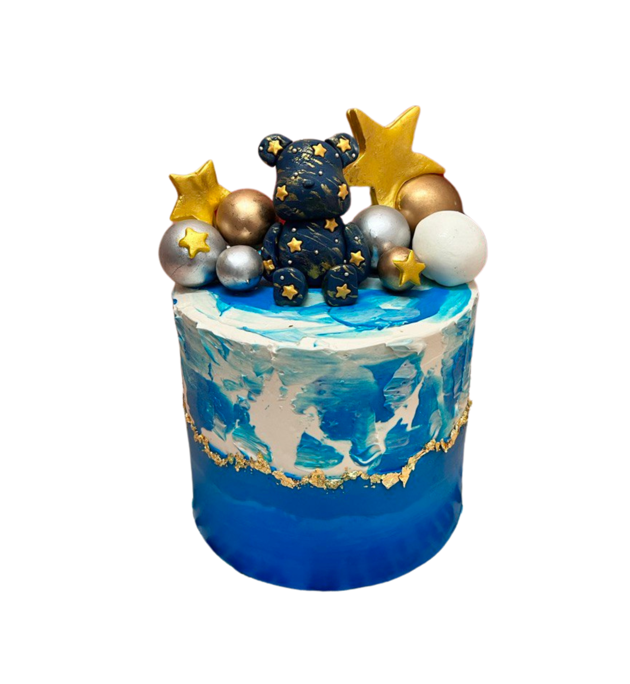 Bear Brick Blue Galaxy Theme Customise Cake