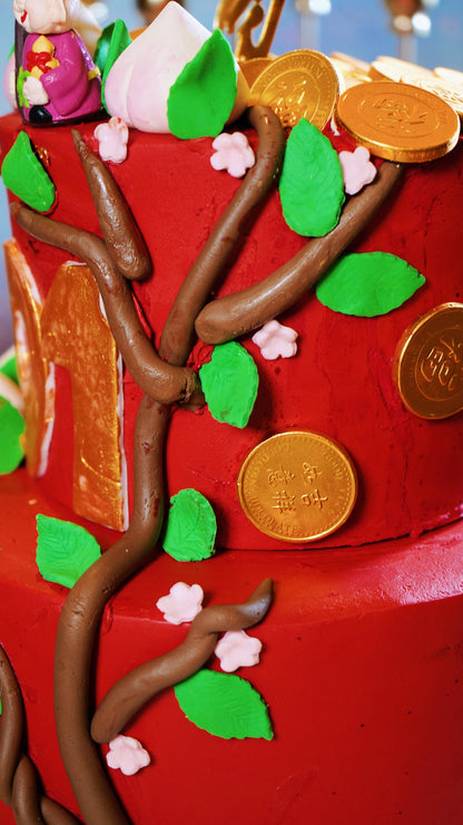 Grandma’s Red Longevity Two Tier Cake