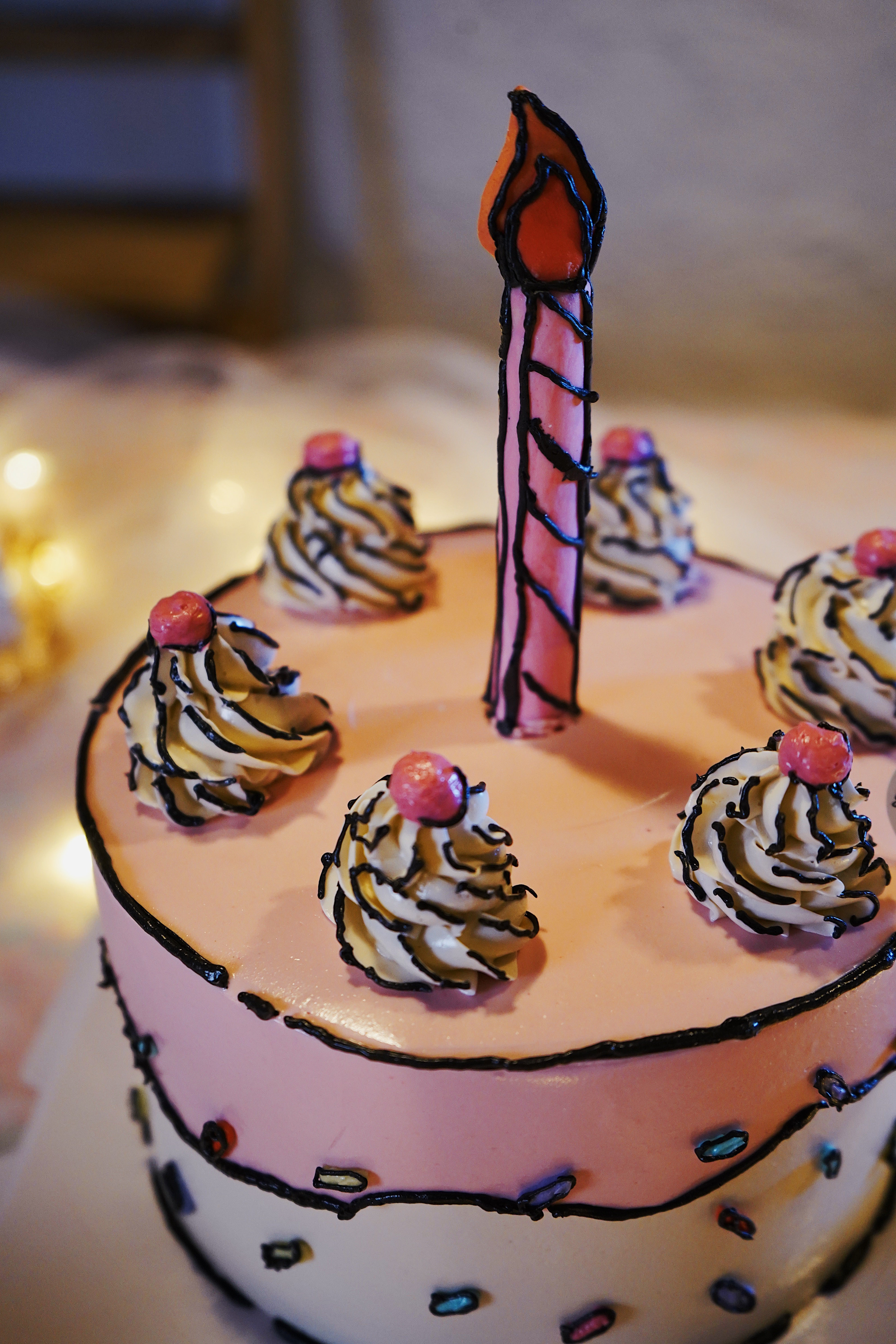 2D Pink Comic Cake