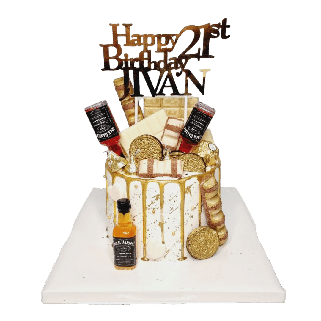 Alcohol Liquor Gold Drip White Cake