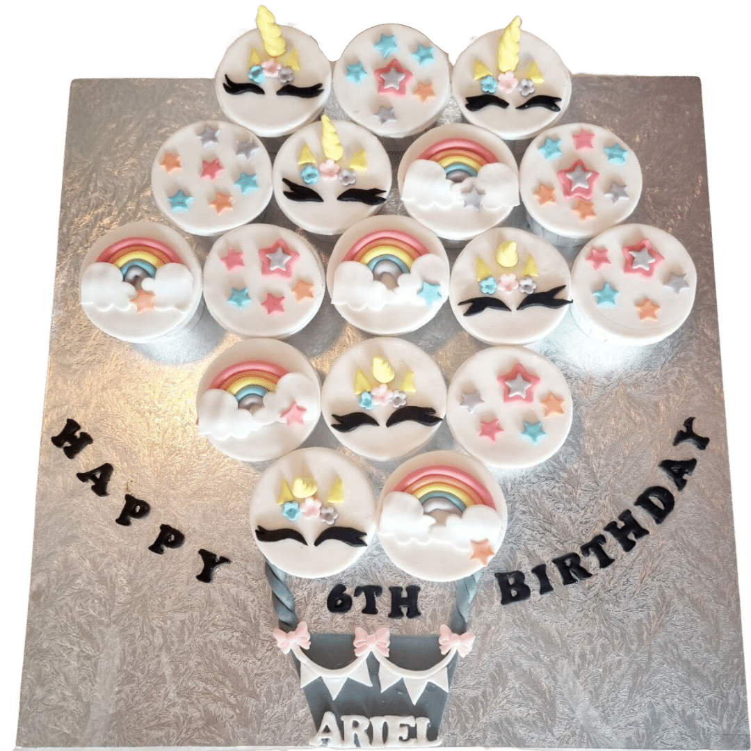 Hot Air Balloon Unicorn Rainbow Themed Cupcakes (12pcs)