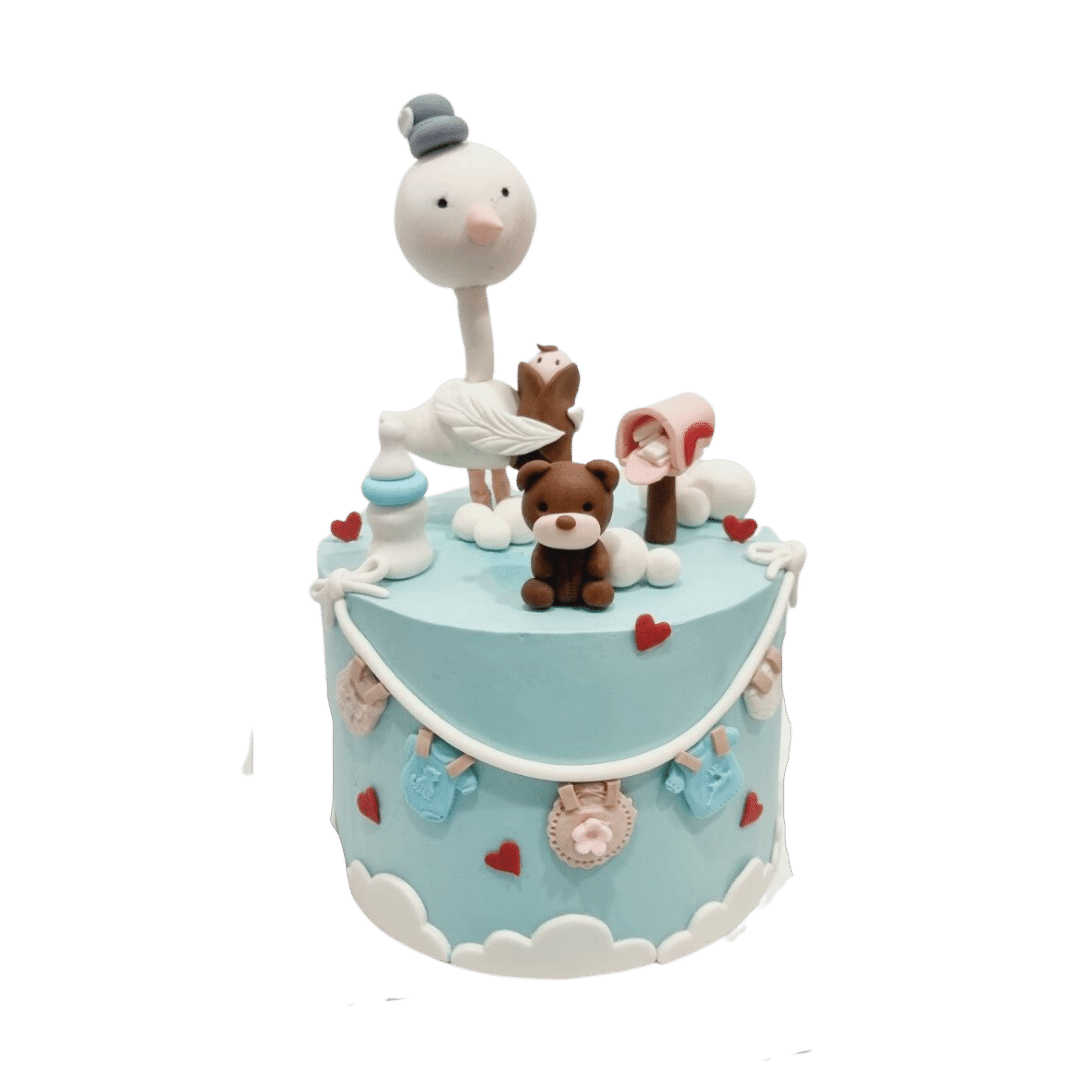 Seagull Stork Carry Child Baby Shower Cake