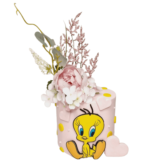 Tweety Bird Pink Floral Cake