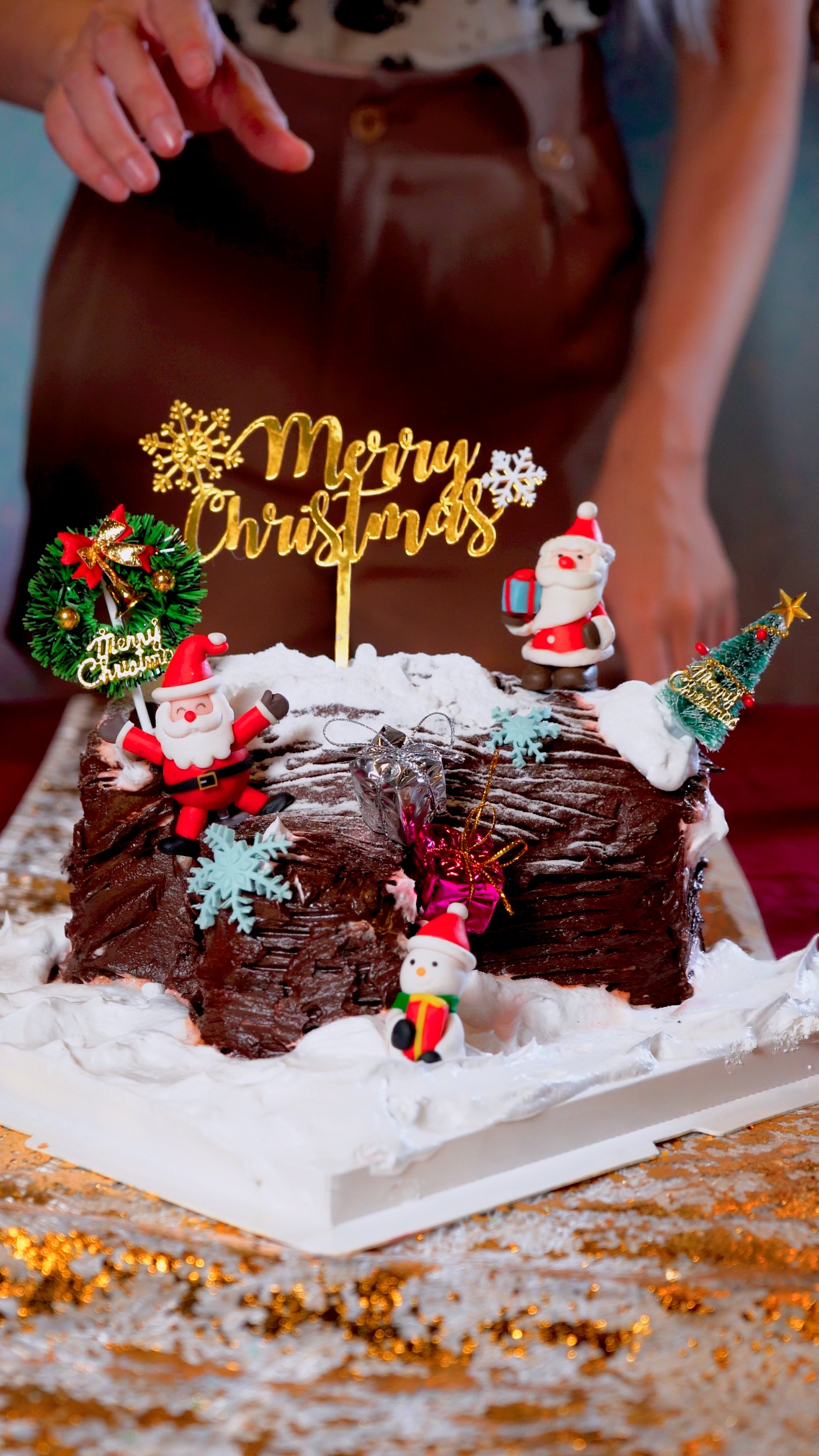 Brown Festive Forest Christmas Logcake