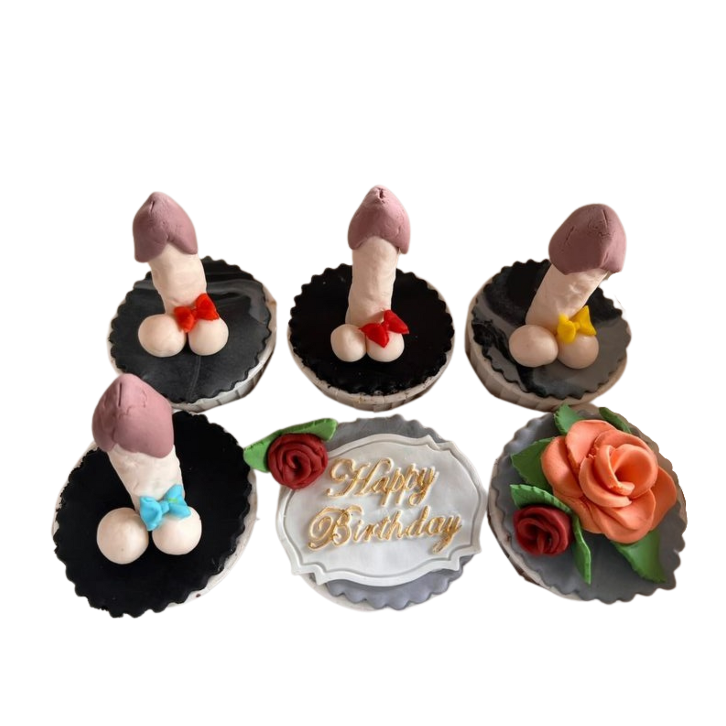 Hens Night Dick & Roses Happy Birthday Cupcakes (6pcs)