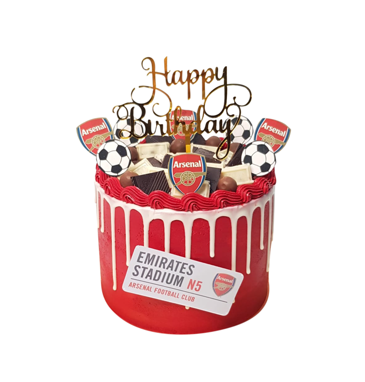 Arsenal Soccer Ball Red And White Drip Money Pulling Cake