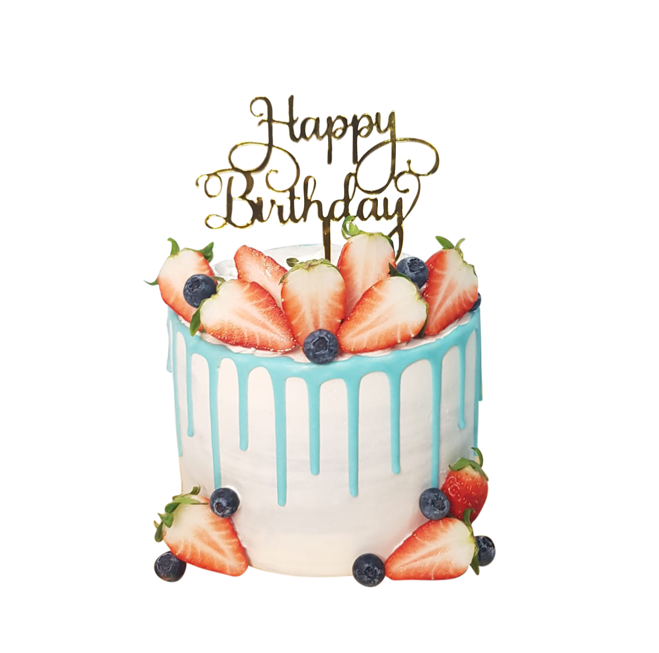 Berries Blue Drip Marble Money Pulling Cake