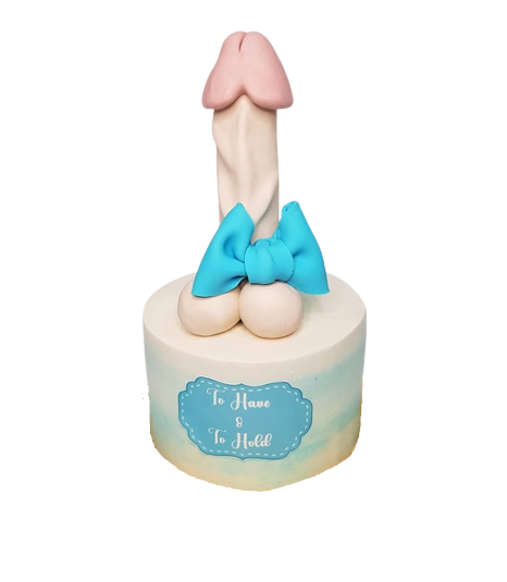 Blue Ribbon Penis Dick Cake for Hens Night