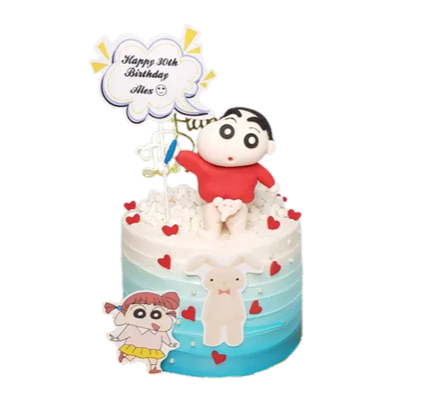 Crayon Shin Chan La Bi Xiao Xin JJ Elephant Blue Ombre Themed Cake