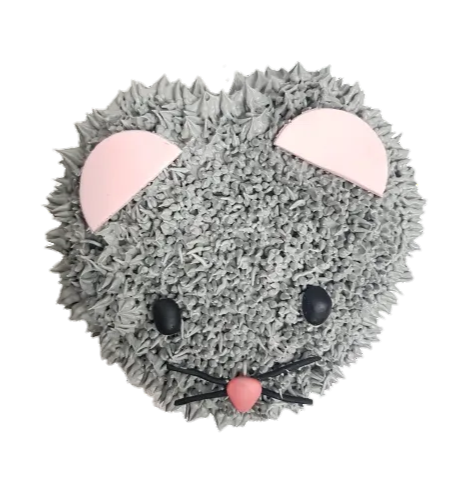 Cute Grey Mouse Cream Cake