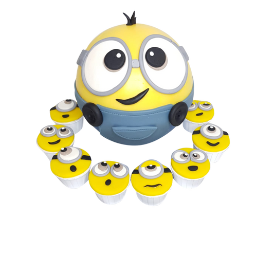 Minion Pinata Knock Knock Cake with mini Cupcakes