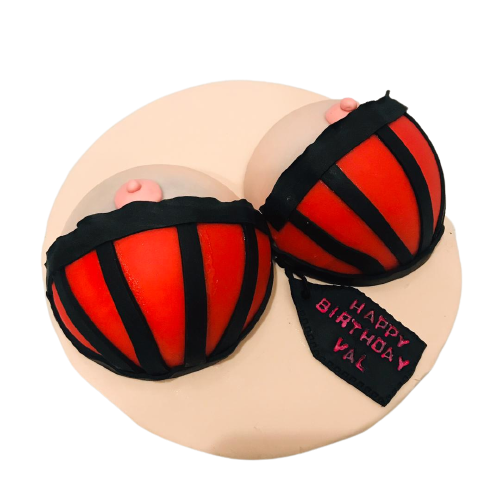 Red & Black Sexy Boobs Bra Cake