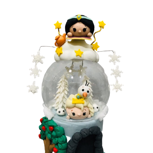 Tsum Tsum Frozen Elsa Aladdin Jasmine Snow White Little Mermaid Two Tier Cake